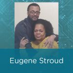 Eugene and Ester Stroud photo with his name and the UI Cancer Center logo