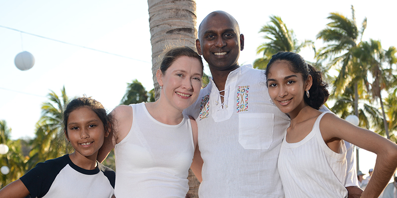 Vijayakrishna “V.K.” Gadi, MD, PhD and his family at the beach
