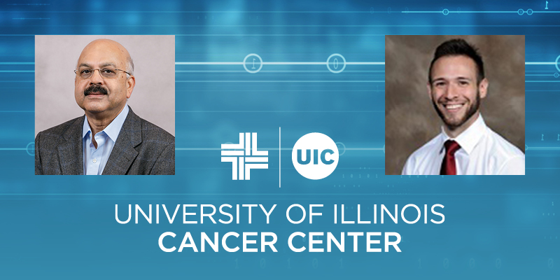 Ajay Rana and Daniel Principe photos with UI Cancer Center logo