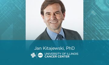 Jan Kitajewski photo with his name and the University of Illinois Cancer Center logo