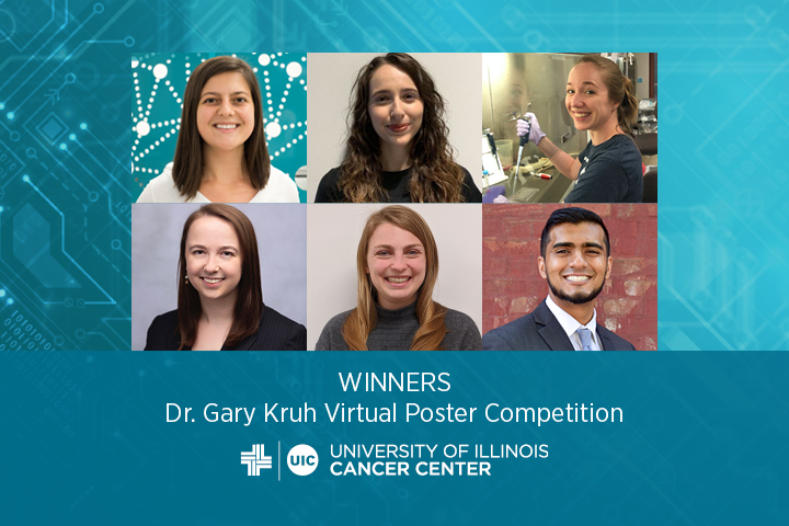 Collage of photos of poster competition winners with the UI Cancer Center logo