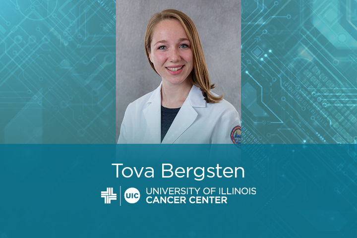 Tova Bergsten photo with the University of Illinois Cancer Center logl