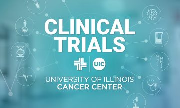 Clinical Trials graphic and Cancer Center logo