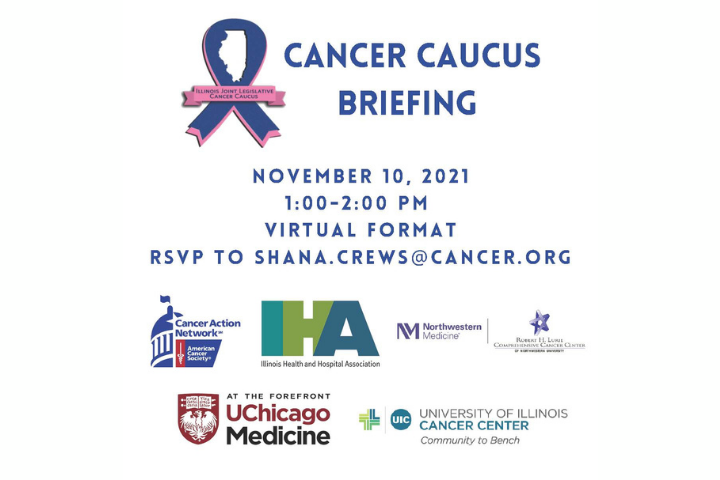 Illinois Cancer Caucus Briefing graphic with sponsor logos