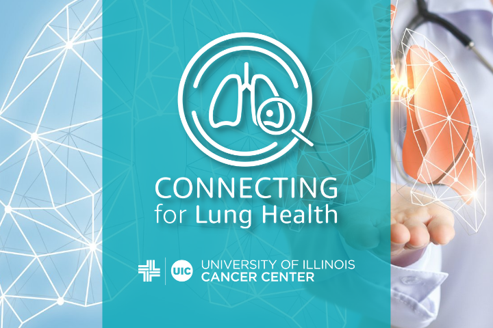 CONNECTING for Lung Health logo on a photo of a hand holding healthy lungs