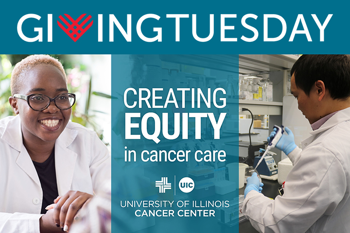 Giving Tuesday logo with images of diverse healthcare providers and researchers