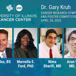 Dr. Gary Kruh Symposium logo and photos of the four invited speakers