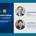 2022 AAAS Fellows logo and photos of Jan Kitajewski, PhD and Lijun Rong, PhD