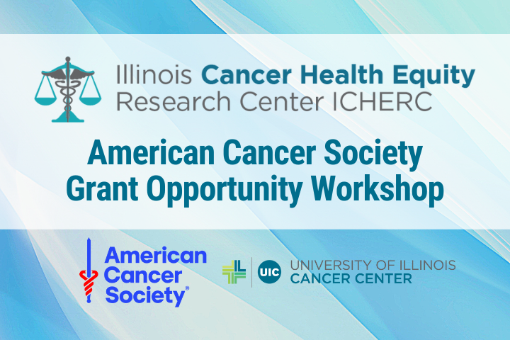 ICHERC logo with the title of this event, the American Cancer Society logo and the Cancer Center logo