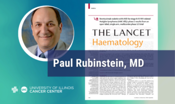 Photo of Paul Rubinstein and his publication in the Lancet Haematology Journal