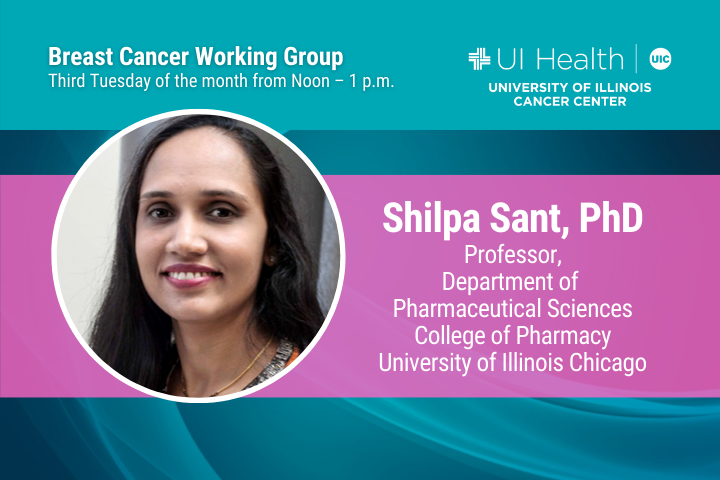 Seminar graphic and photo of Shilpa Sant, PhD