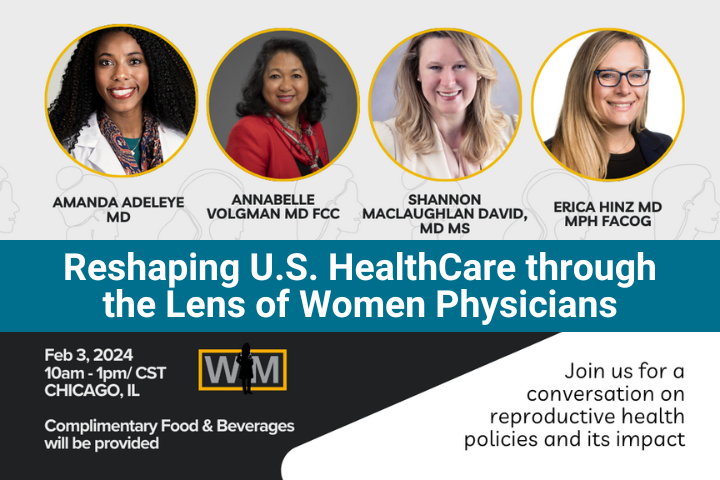 Women in Medicine Seminar Graphic with photos of 4 panelists