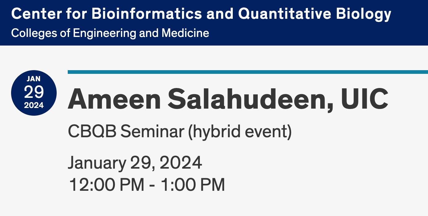 Seminar Graphic with Ameen Salahudeen's name and the date and time of the seminar.
