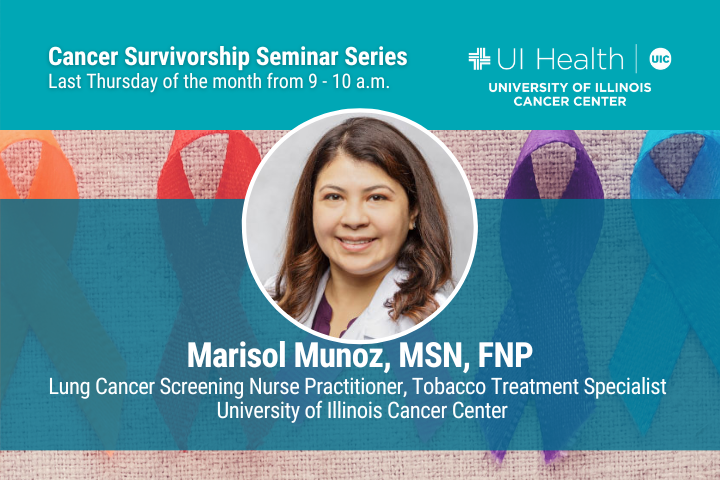 Cancer Survivorship Lecture Series graphic with Marisol Munoz, MSN, FNP
