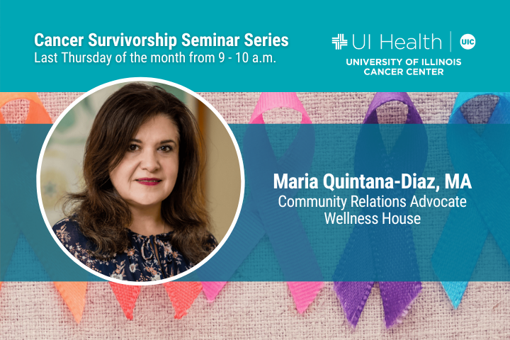 Cancer Survivorship Lecture Series graphic with Maria Quintana-Diaz, MA