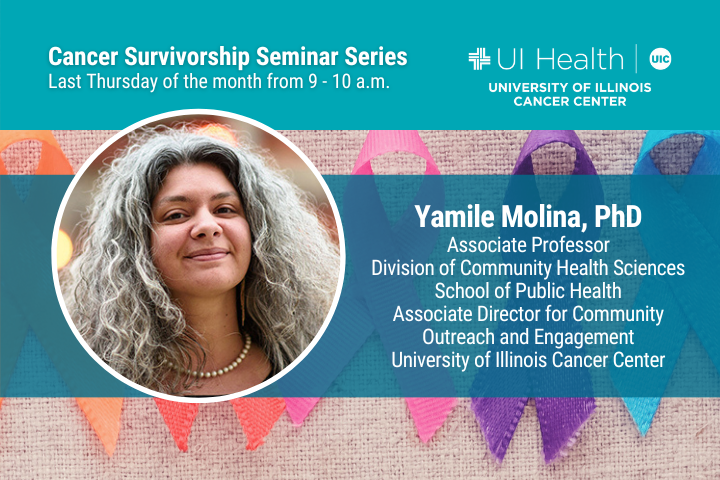 Cancer Survivorship Lecture Series graphic with Yamile Molina, PhD