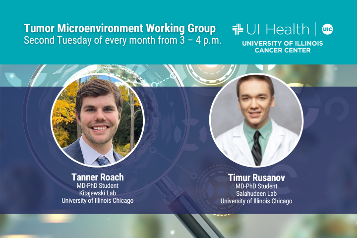 Tumor Microenvironment Working Group graphic with Tanner Roach and Timur Rusanov