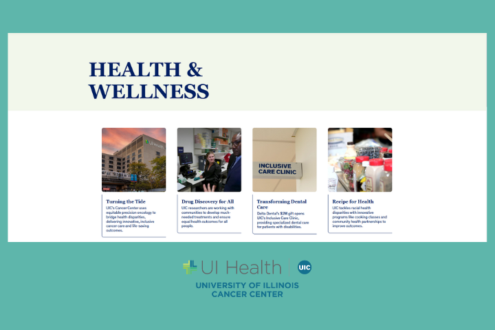 Photo of health and wellness story listings in UIC Magazine