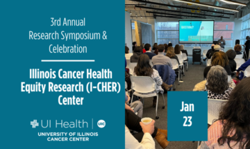 Image promoting the 2025 Illinois Cancer Health Equity Research (I-CHER) Center Third Annual Research Symposium and Celebration