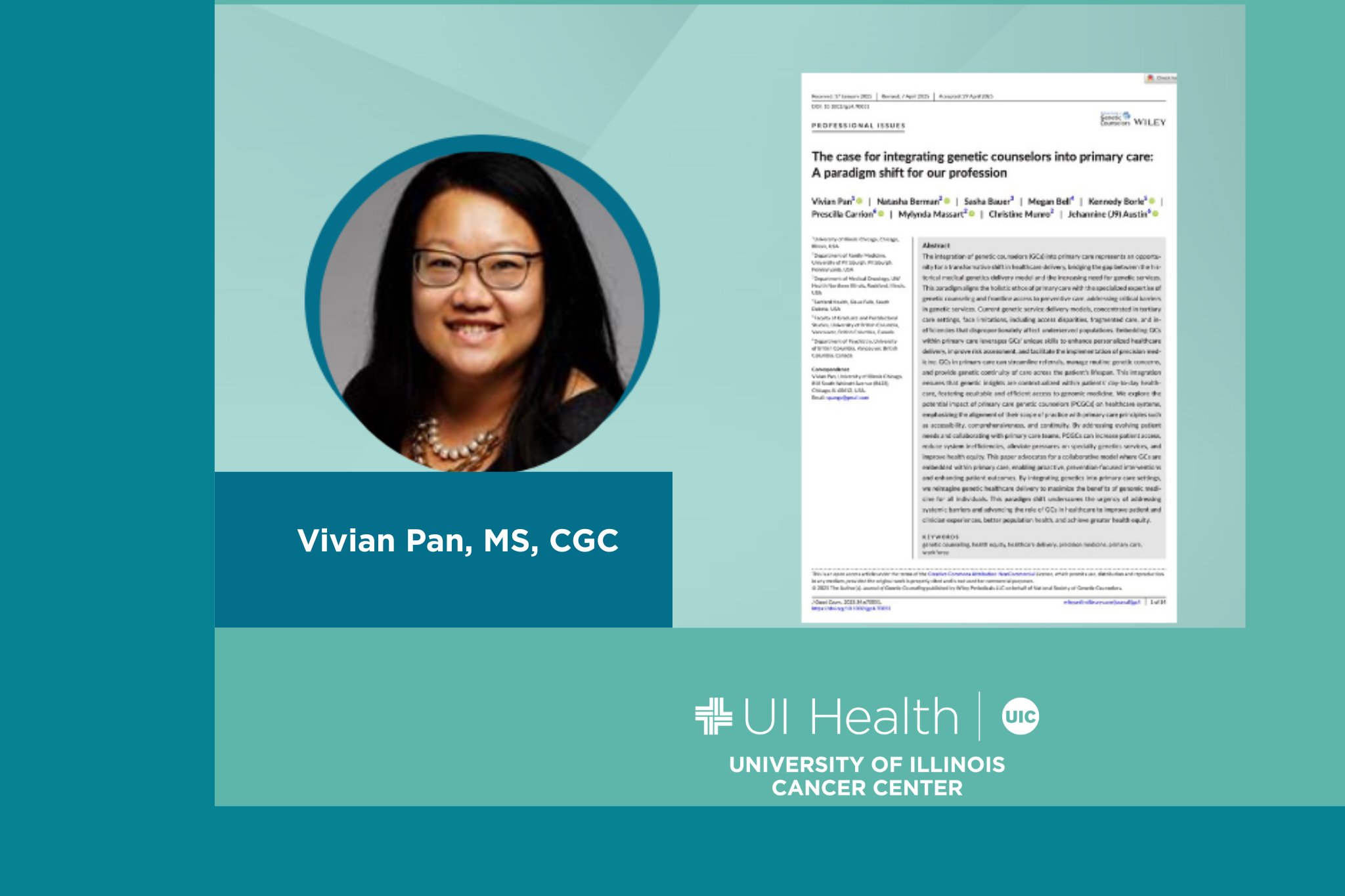 Headshot of Vivian Pan and her recent publication