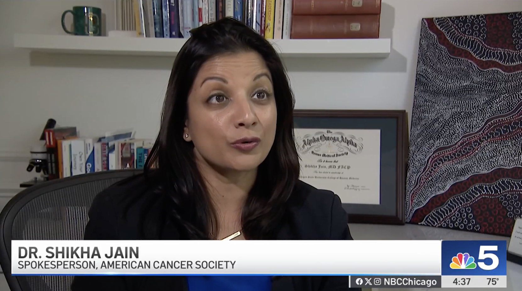 Photo of Shikha Jain, MD, FACP, on NBC 5